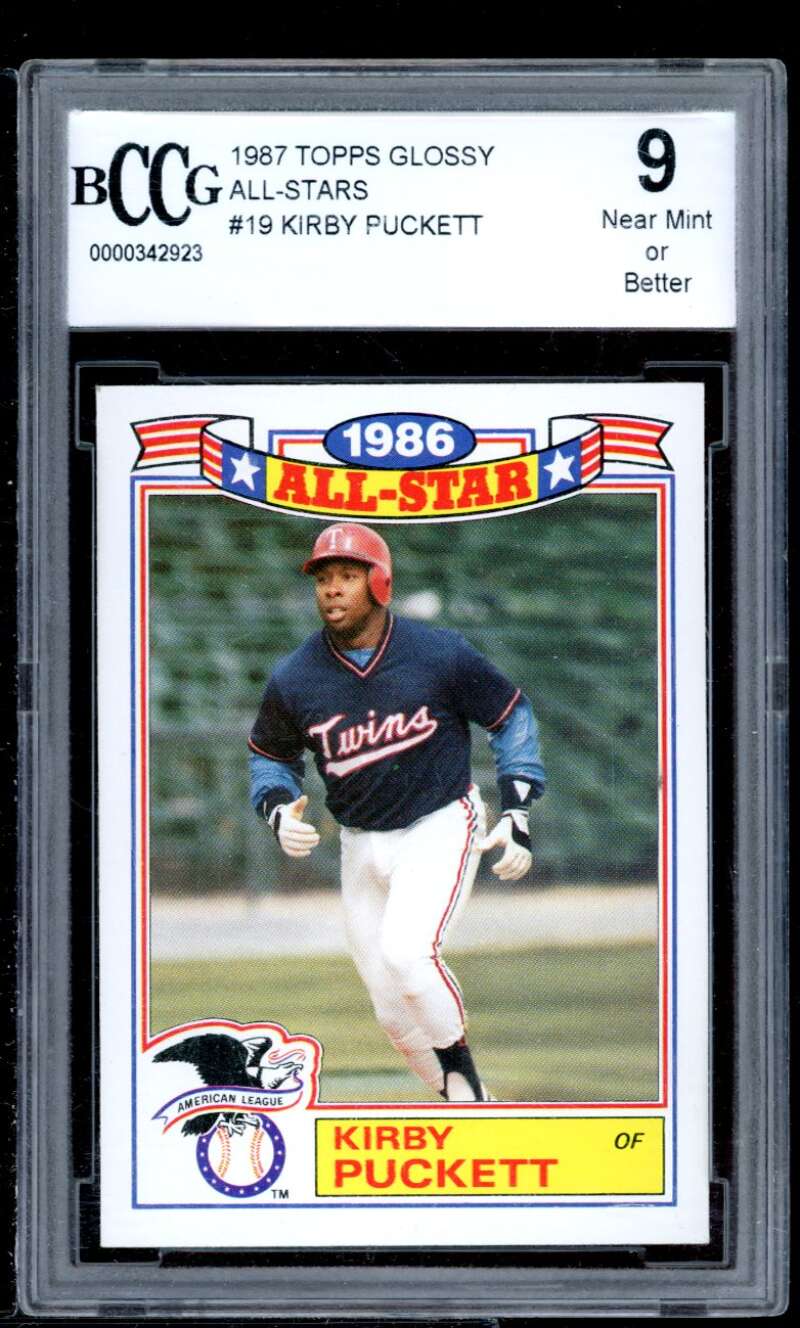 Kirby Puckett Card 1987 Topps Glossy All-Stars #19 BGS BCCG 9 Image 1