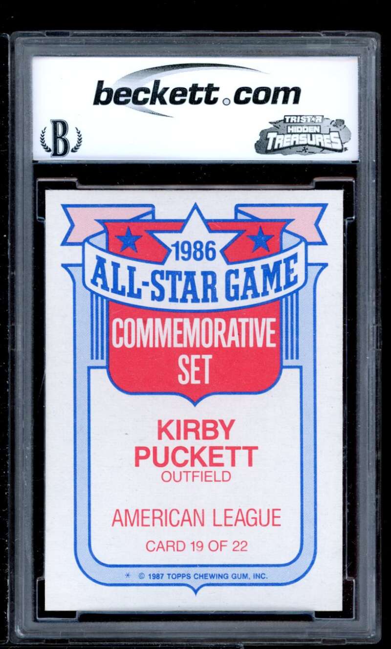 Kirby Puckett Card 1987 Topps Glossy All-Stars #19 BGS BCCG 9 Image 2