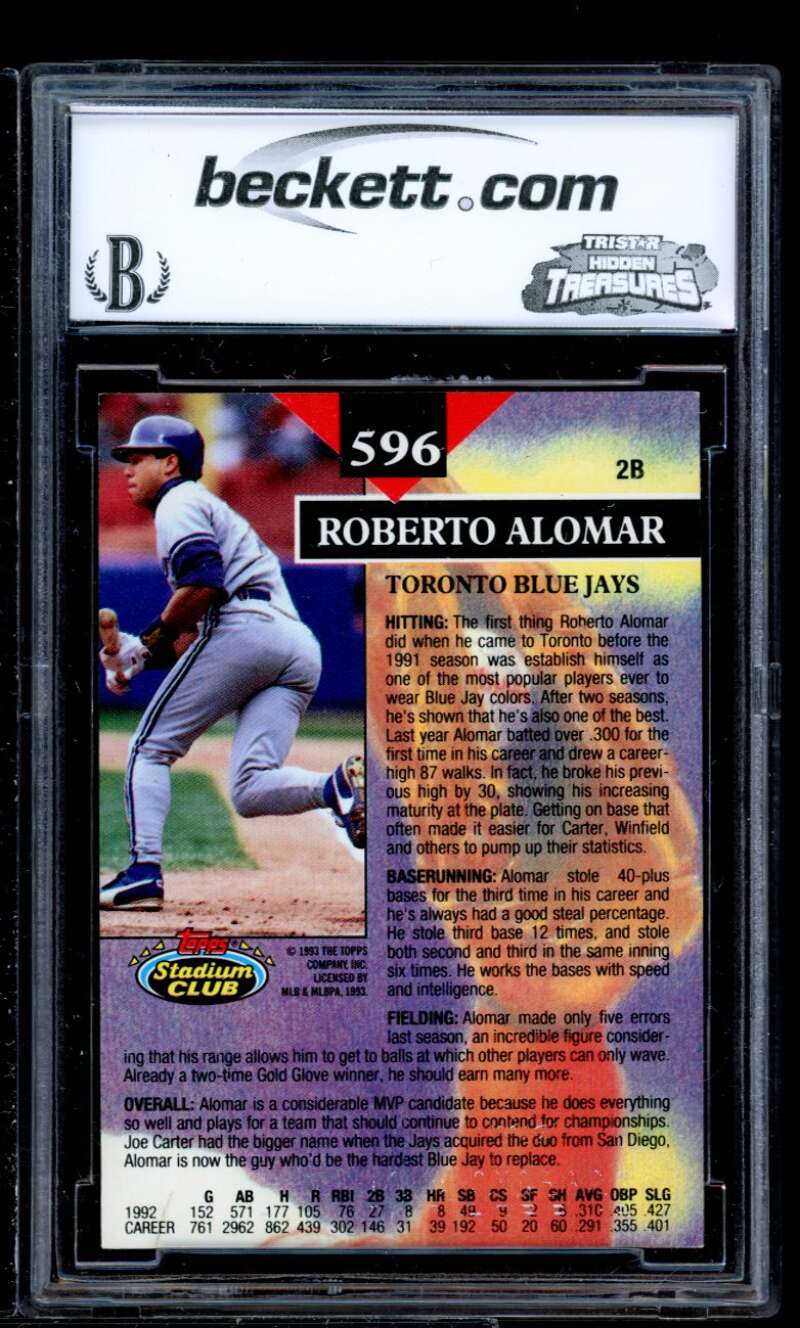 Roberto Alomar Card 1993 Stadium Club #596 BGS BCCG 9 Image 2