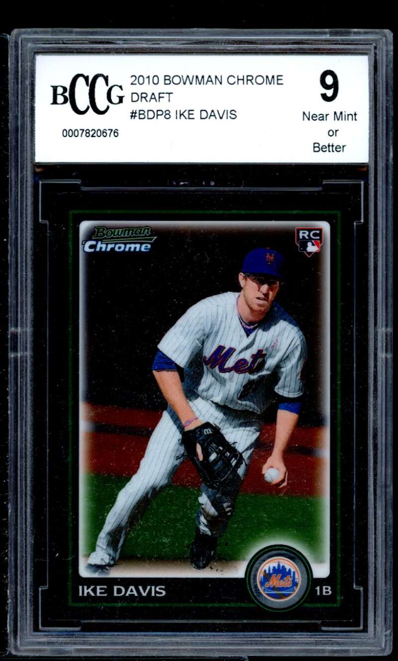 Ike Davis Rookie Card 2010 Bowman Chrome Draft #Bdps8 BGS BCCG 9 Image 1