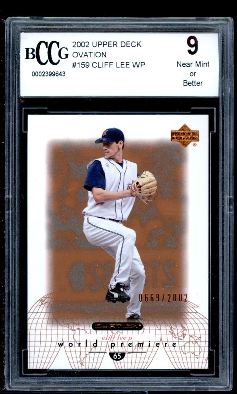 Cliff Lee Rookie Card 2002 Upper Deck Ovation #159 BGS BCCG 9 Image 1