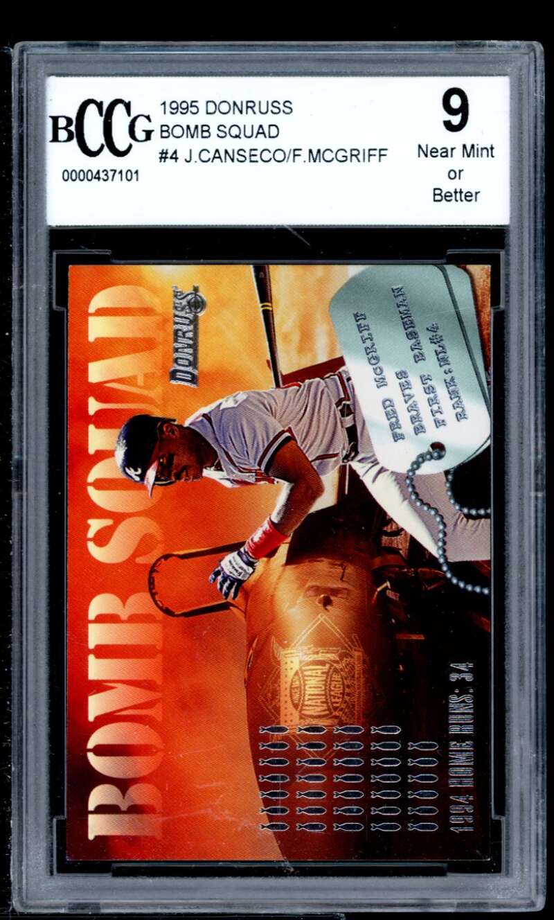 Jose Canseco/Fred Mcgriff Card 1995 Donruss Bomb Squad #4 BGS BCCG 9 Image 1