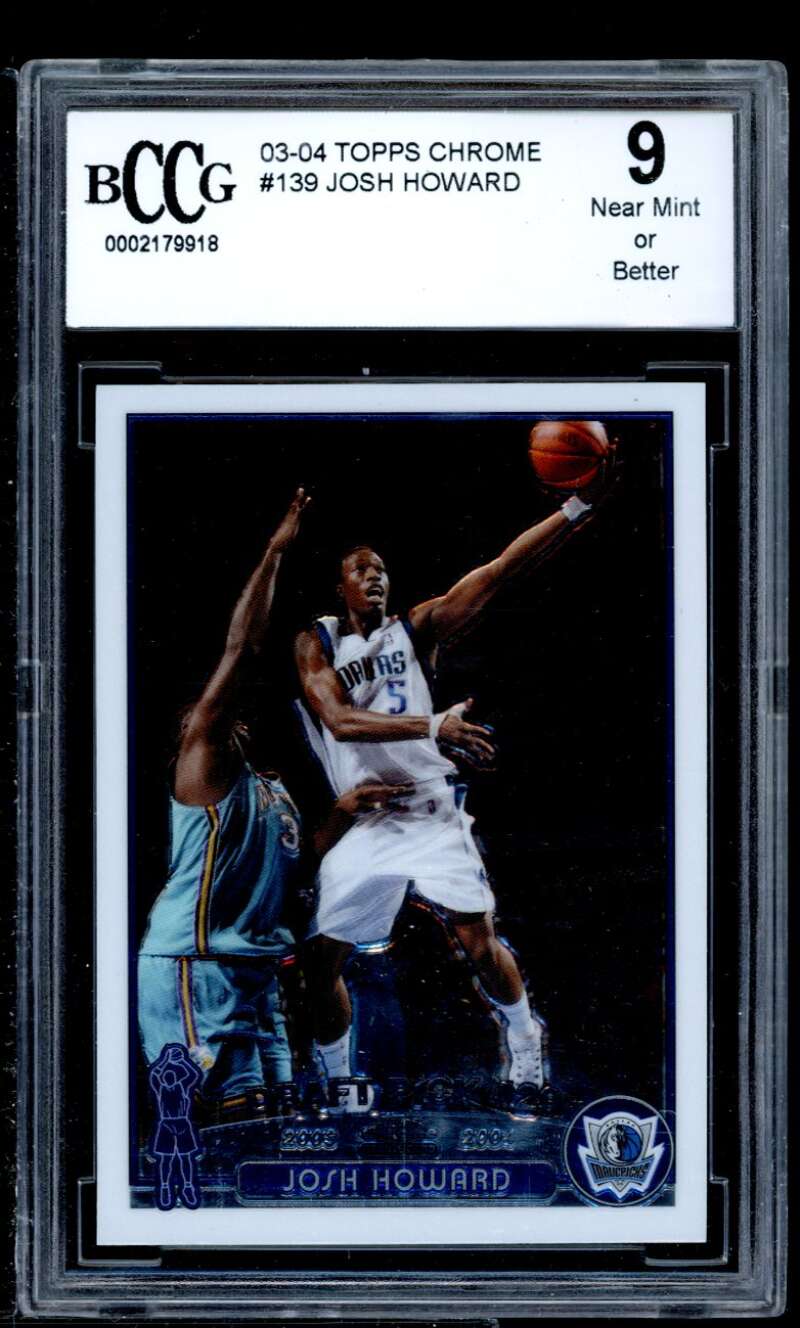 Josh Howard Rookie Card 2003-04 Topps Chrome #139 BGS BCCG 9 Image 1