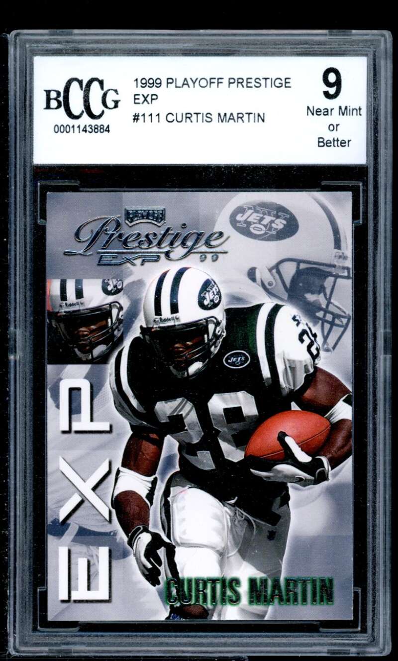 Curtis Martin Card 1999 Playoff Prestige Exp #111 BGS BCCG 9 Image 1