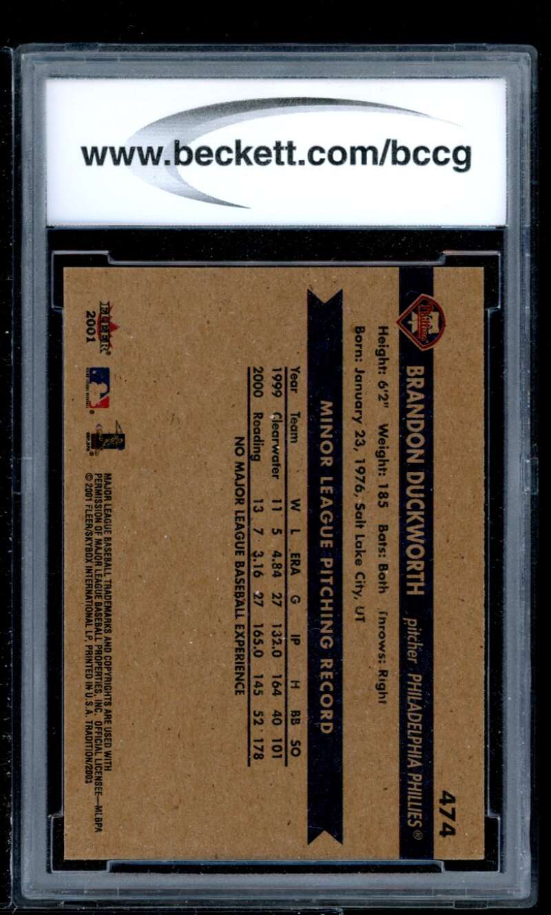 Brandon Duckworth Rookie Card 2001 Fleer #474 BGS BCCG 9 Image 2