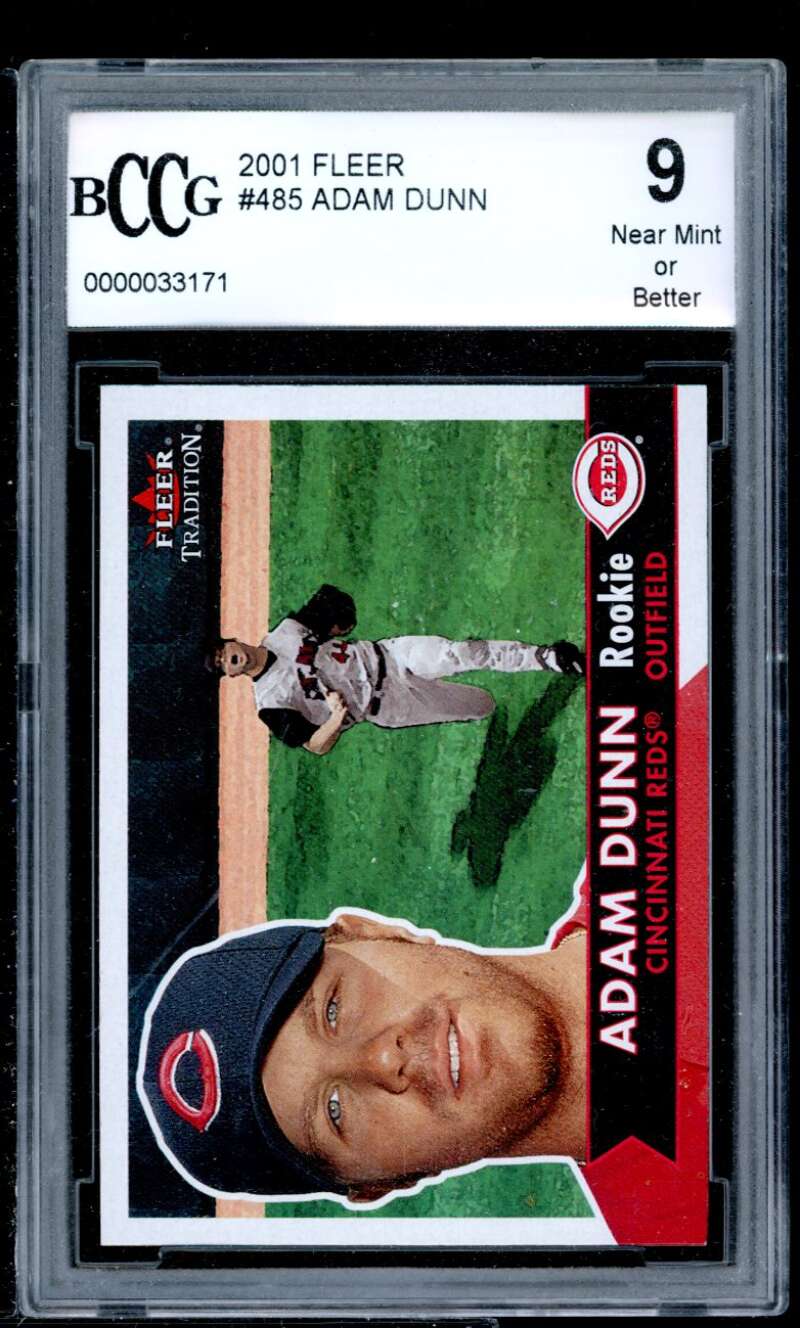 Adam Dunn Card 2001 Fleer #485 BGS BCCG 9 Image 1