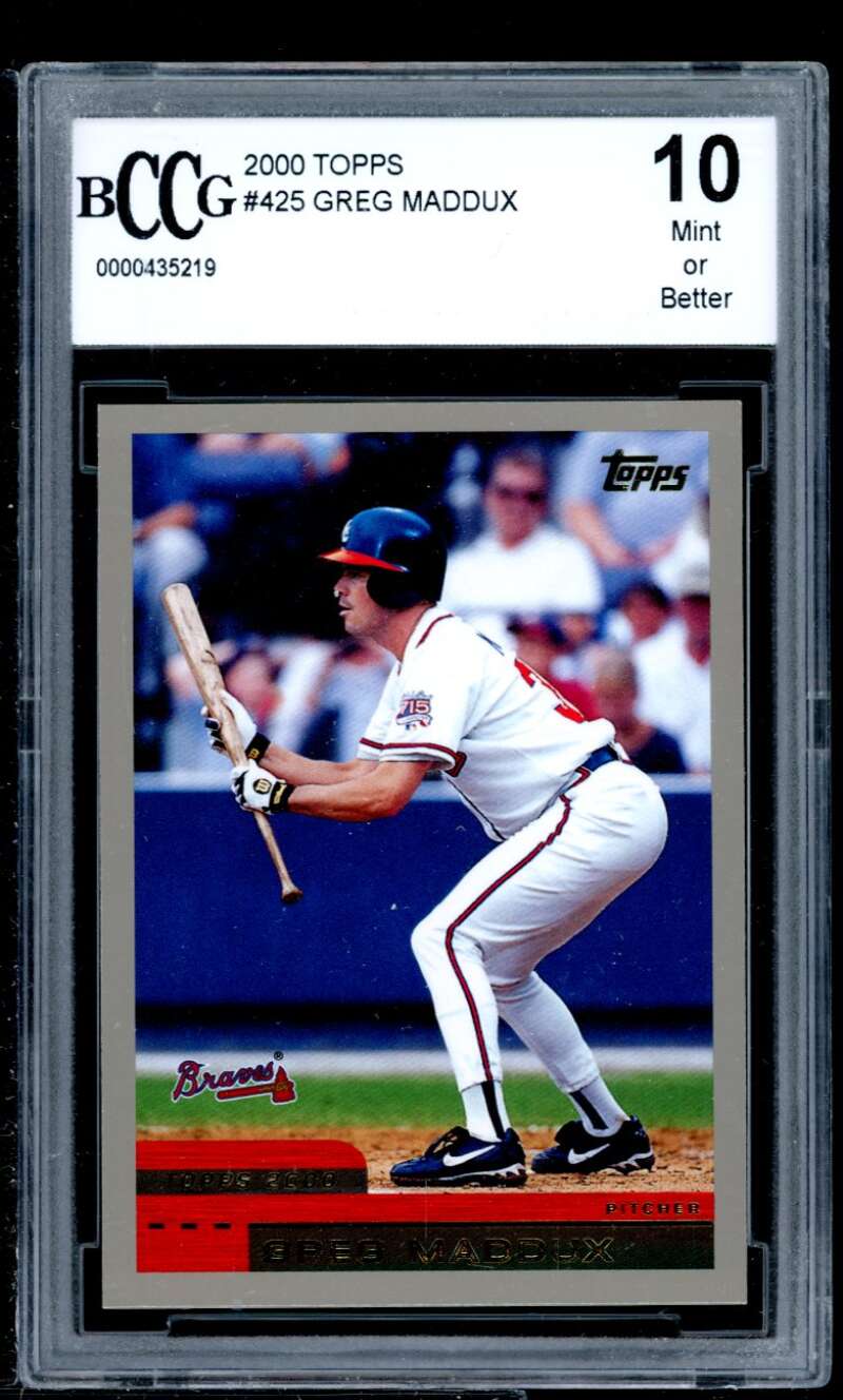 Greg Maddux Card 2000 Topps #425 BGS BCCG 10 Image 1