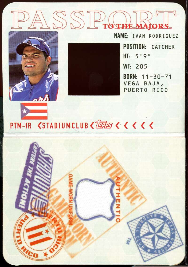 Ivan Rodriguez Uni Card 2002 Stadium Club Passport to the Majors #PTMIR /1200 Image 1