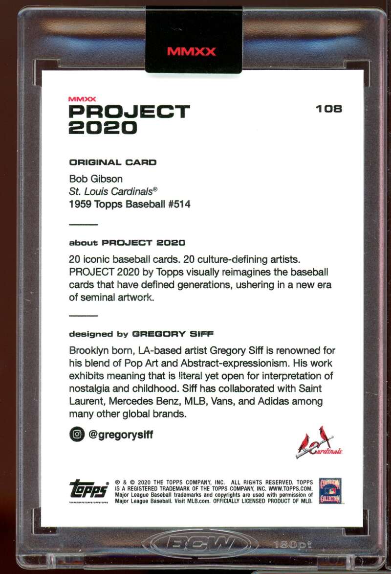 Bob Gibson/11395*/Gregory Siff Card 2020 Topps Project 2020 #108 Image 2