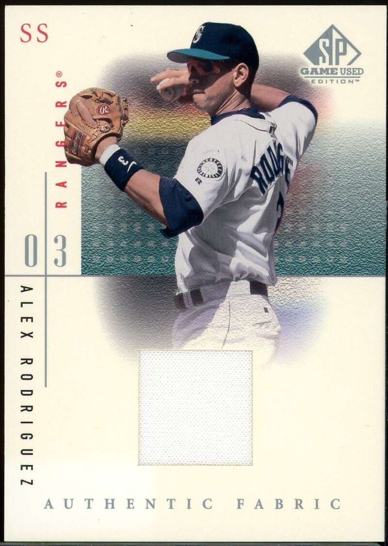 Alex Rodriguez Rangers Card 2001 SP Game Used Edition Authentic Fabric #ARH Image 1