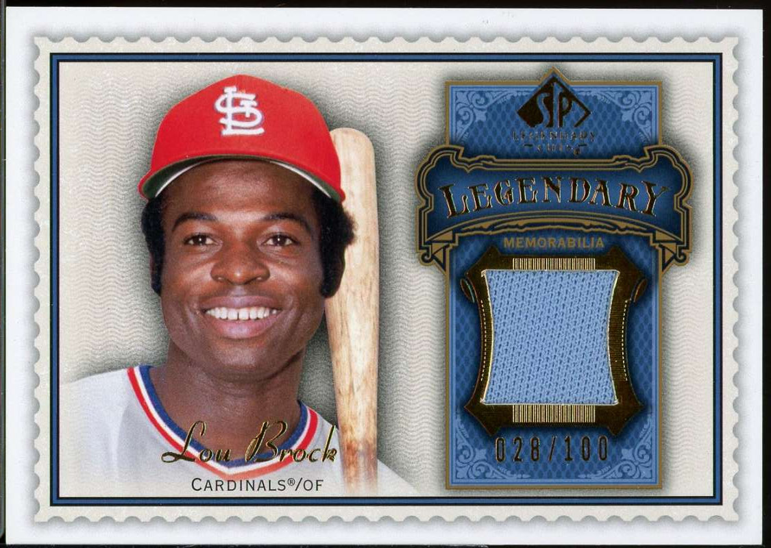 Lou Brock Card 2009 SP Legendary Cuts Legendary Memorabilia Blue #LB /100 Image 1