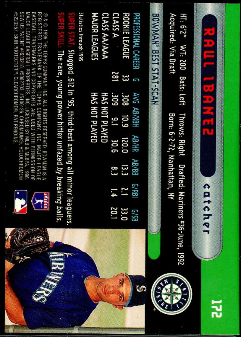 Raul Ibanez Rookie Card 1996 Bowman's Best #172 Image 2