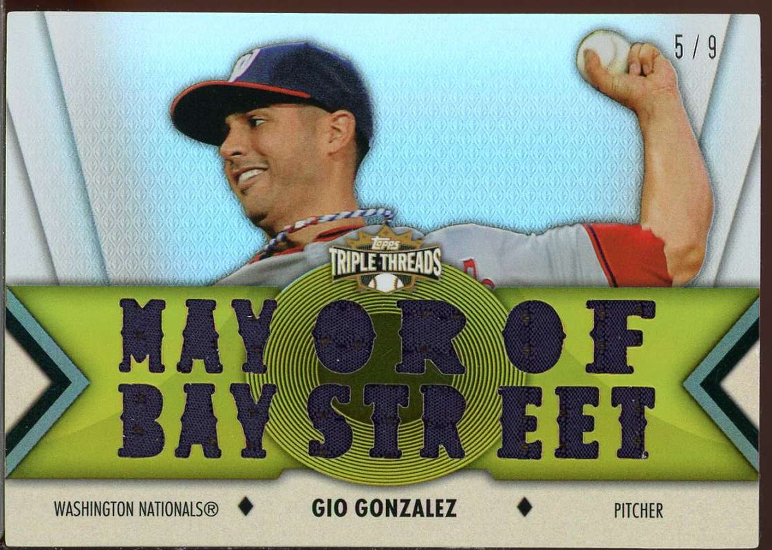 Gio Gonzalez Rookie Card 2012 Topps Triple Threads Relics Gold #TTR126 Image 1