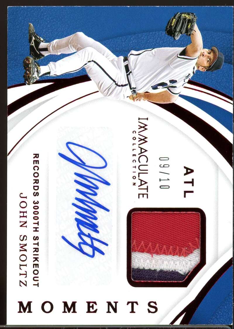 John Smoltz 2019 Immaculate Collection Moments Memorabilia Auto Red #13 /10 Image 1