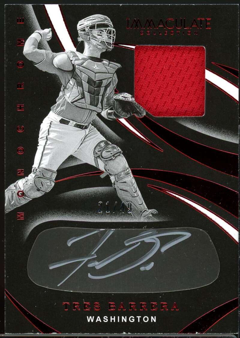 Tres Barrera Rookie 2020 Immaculate Collection Monochrome Memorabilia Auto #27 Image 1