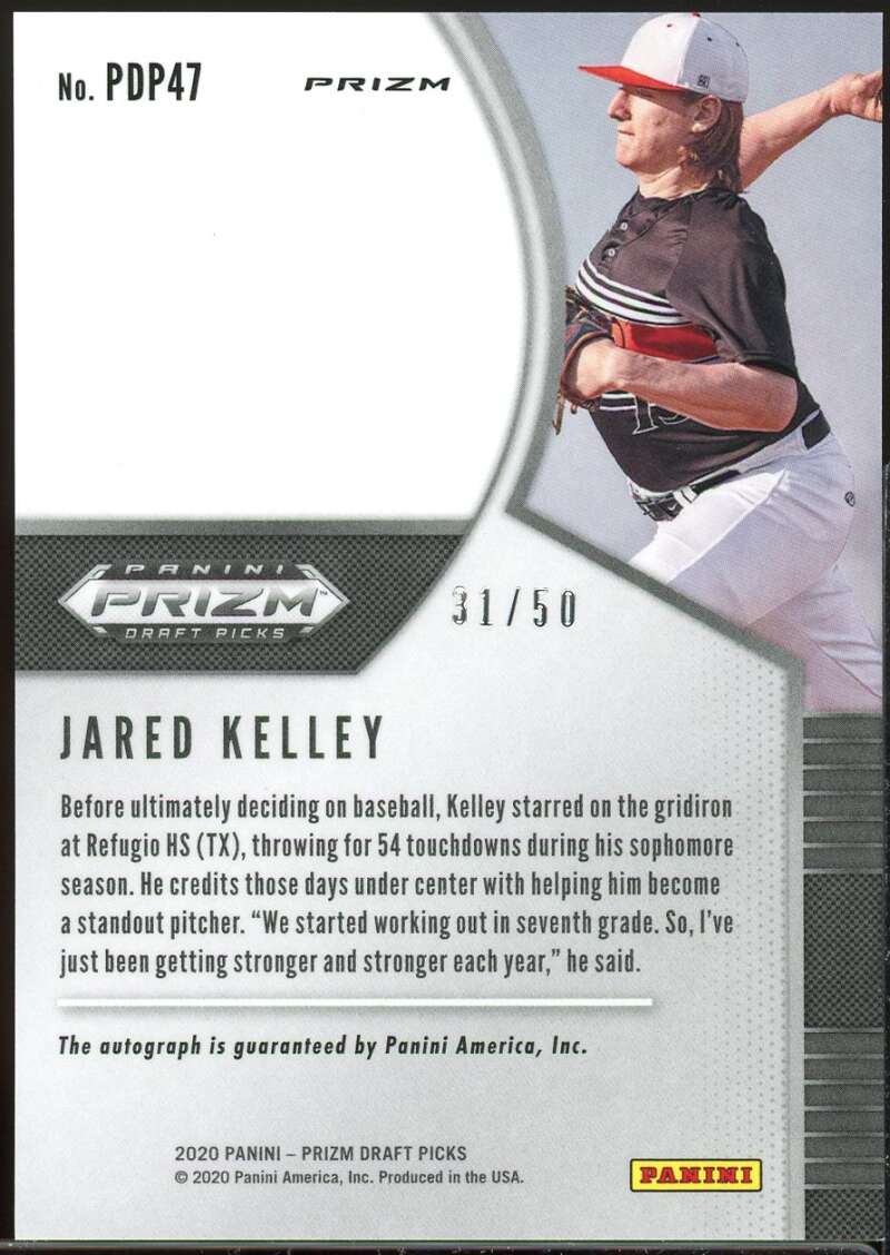 Jared Kelley Rookie 2020 Panini Prizm Draft Picks Base Auto Prizms Red #47 /50 Image 2