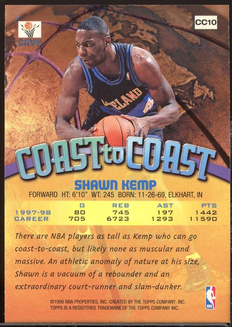 Shawn Kemp Card 1998-99 Topps Coast to Coast #CC10 Image 2