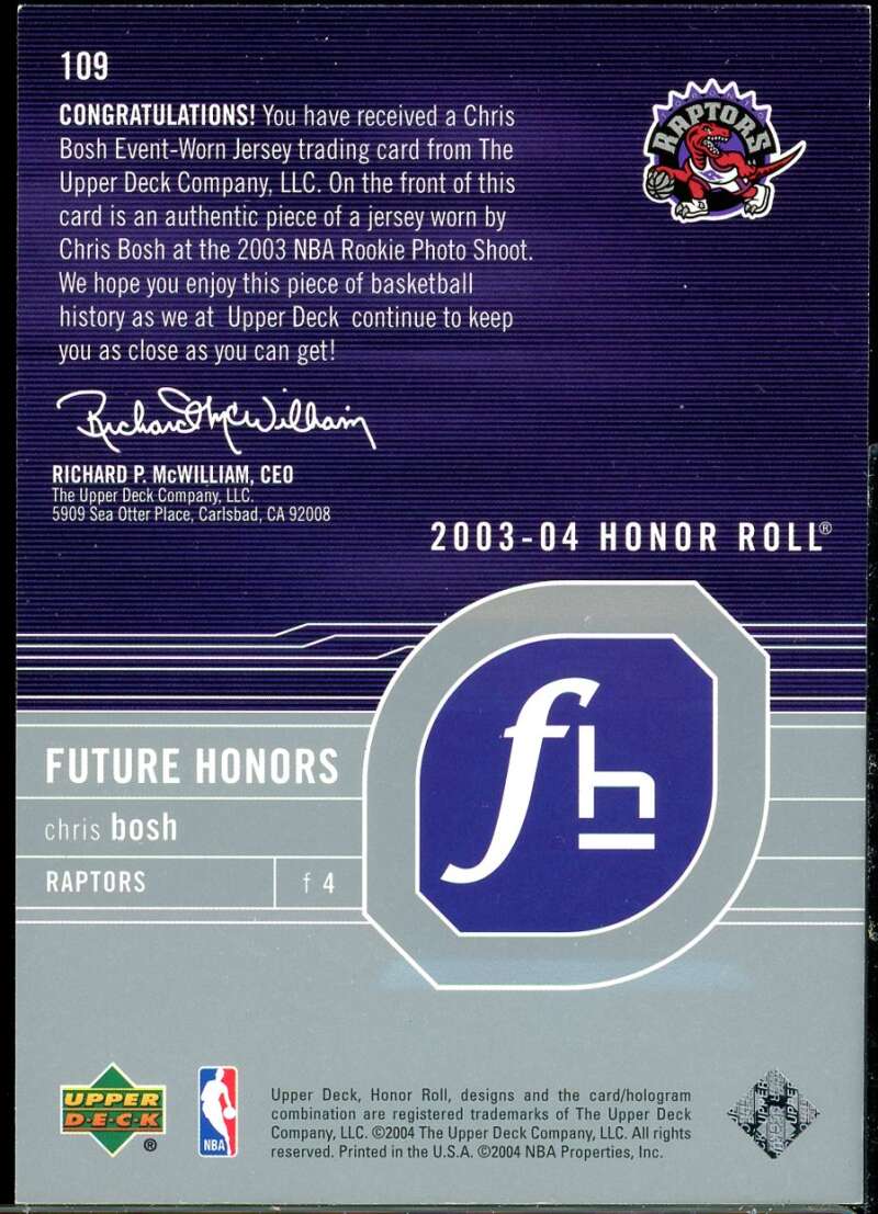  Chris Bosh Rookie Card 2003-04 Upper Deck Rookie