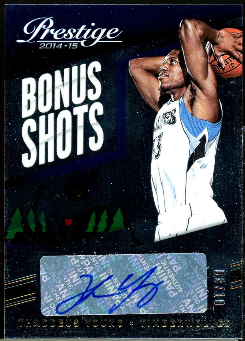 Thaddeus Young Card 2014-15 Prestige Plus Bonus Shots Autographs Gold #19 /10 Image 1