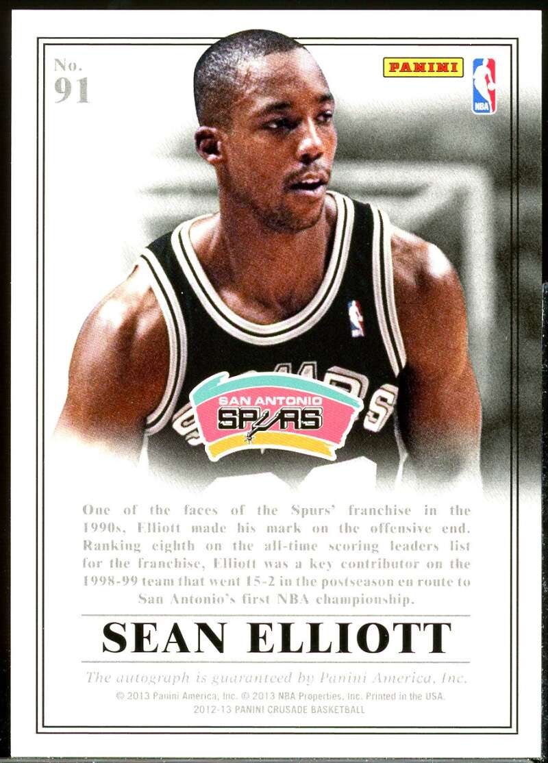 Sean Elliott Card 2012-13 Panini Crusade Majestic Signatures #91 Image 2