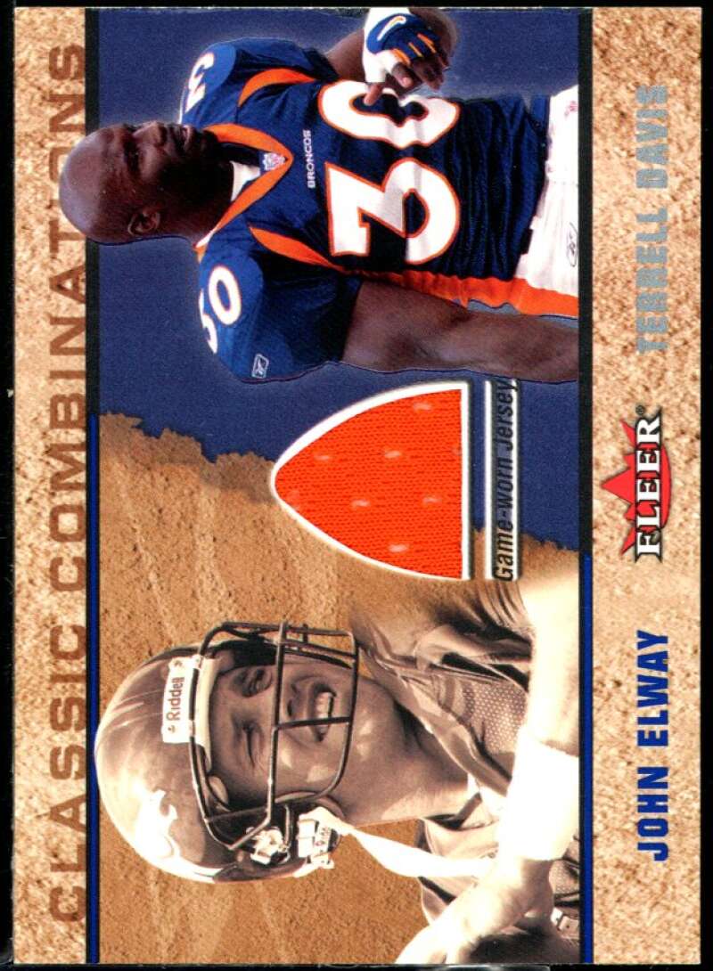 John Elway JSY/Terrell Davis 2002 Fleer Tradition Classic Combo Memorabilia #10 Image 1