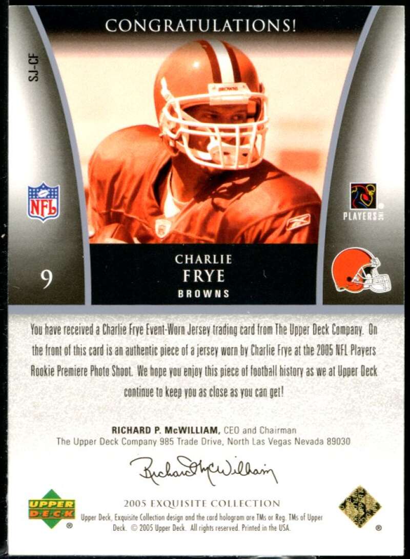 Charlie Frye Rookie Card 2005 Exquisite Collection Super Jersey Gold #SJCF Image 2