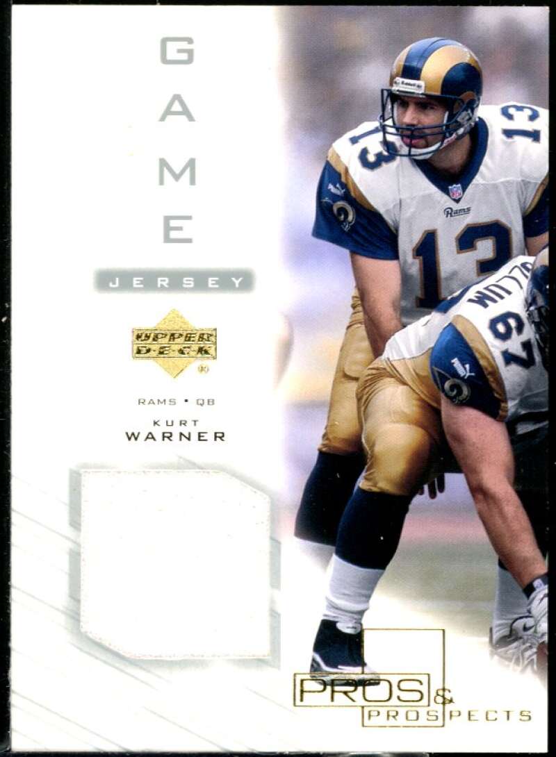 Kurt Warner Card 2001 Upper Deck Pros and Prospects Game Jersey #KWJ Image 1