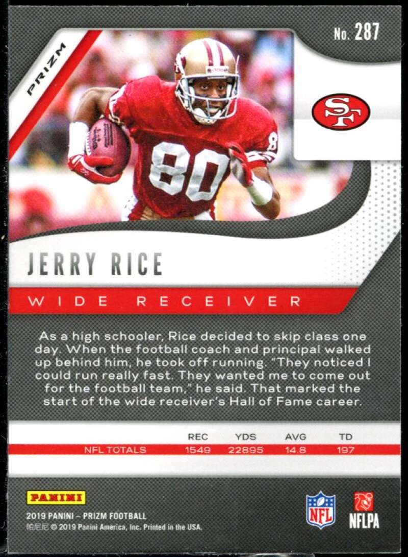 Jerry Rice Card 2019 Panini Prizm Green #287 Image 2