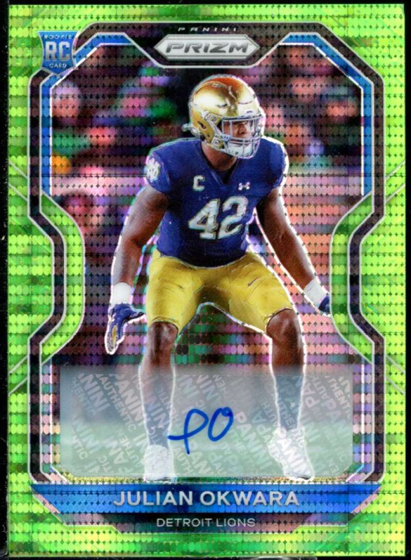 Julian Okwara 2020 Panini Prizm Rookie Autographs Prizms Neon Green Pulsar #361 Image 1