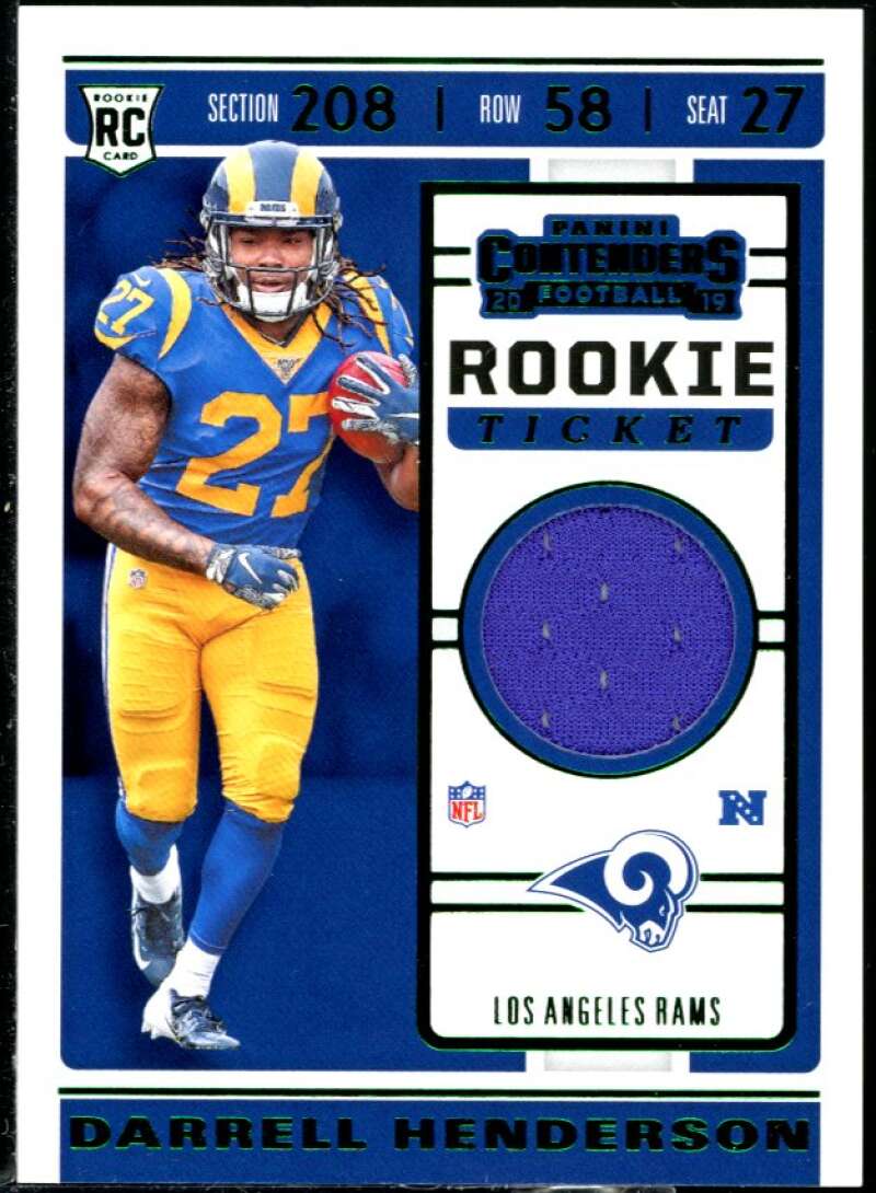 Darrell Henderson Rookie Card 2019 Panini Contenders Rookie Ticket Swatches #25 Image 1