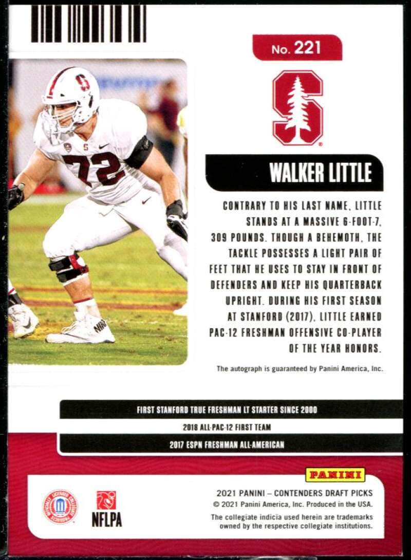 Walker Little AU Card 2021 Panini Contenders Draft Picks Campus Ticket #221 Image 2