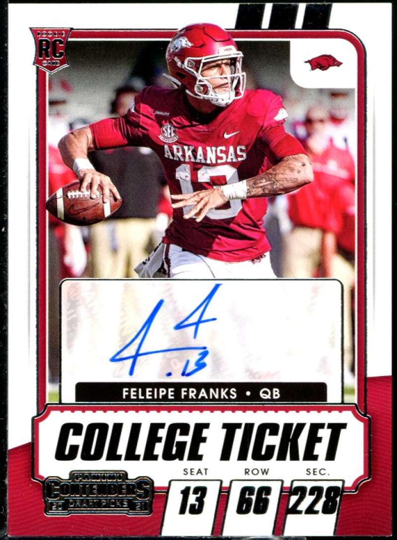 Feleipe Franks AU Card 2021 Panini Contenders Draft Picks Game Ticket Red #309 Image 1