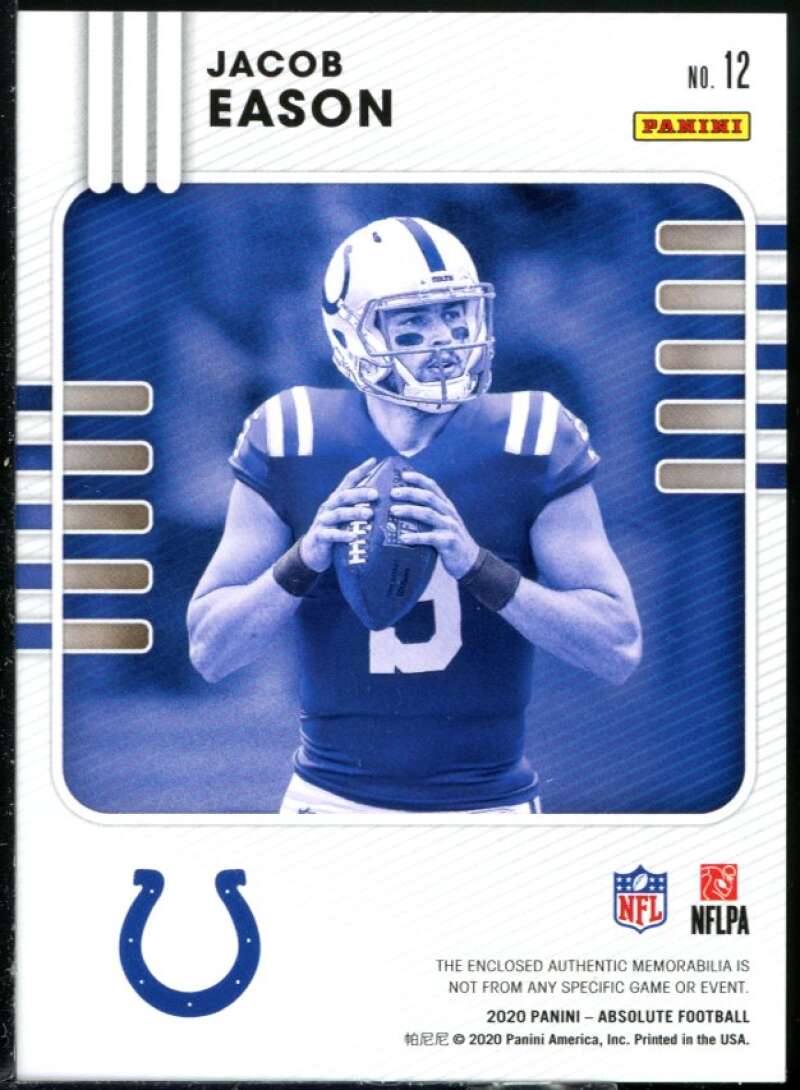 Jacob Eason Rookie Card 2020 Absolute Absolute Rookie Materials #12 Image 2