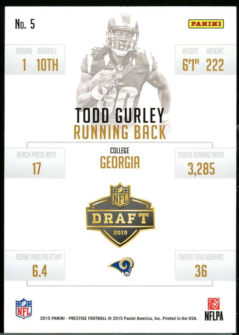 Todd Gurley Rookie Card 2015 Prestige Draft Picks #5 Image 2