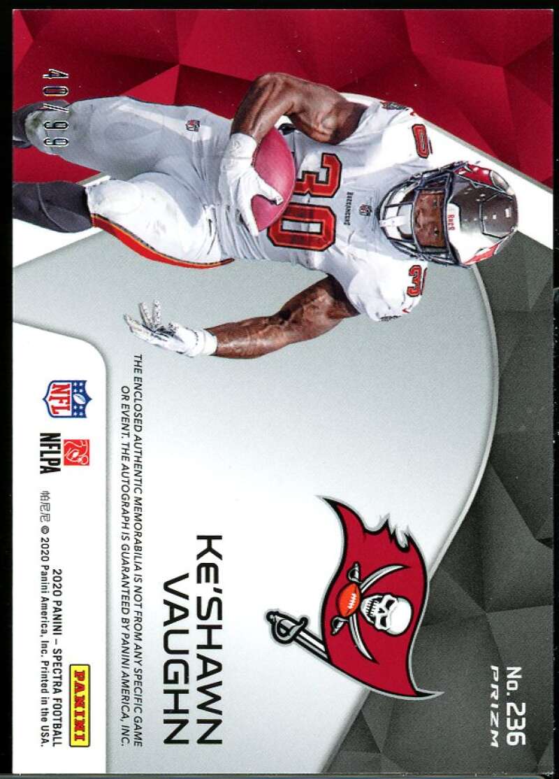 Ke'Shawn Vaughn JSY AU Rookie Card 2020 Panini Spectra #236 Image 2