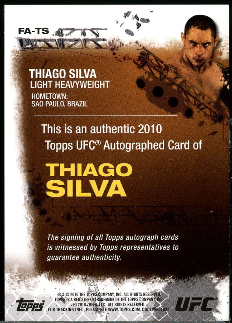 Thiago Silva Card 2010 Topps UFC Autographs #FATS Image 2