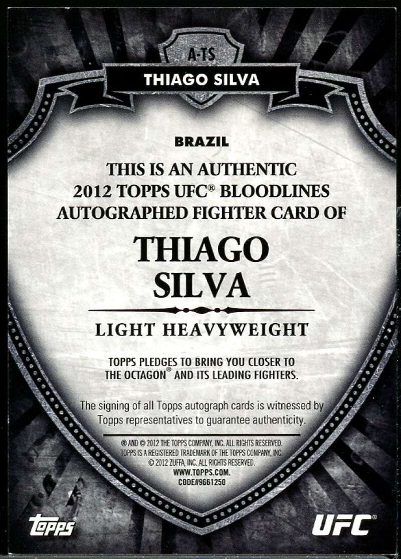 Thiago Silva Card 2012 Topps UFC Bloodlines Autographs #ATS /403 Image 2