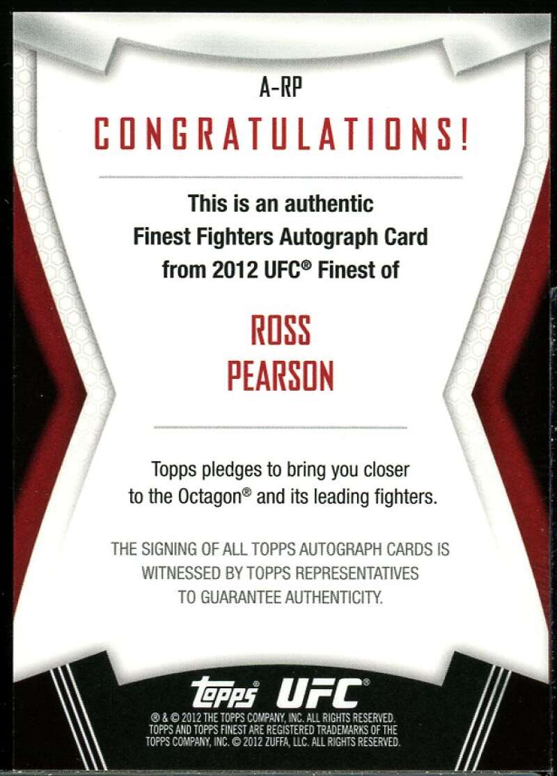 Ross Pearson Card 2012 Finest UFC Autographs #ARP Image 2