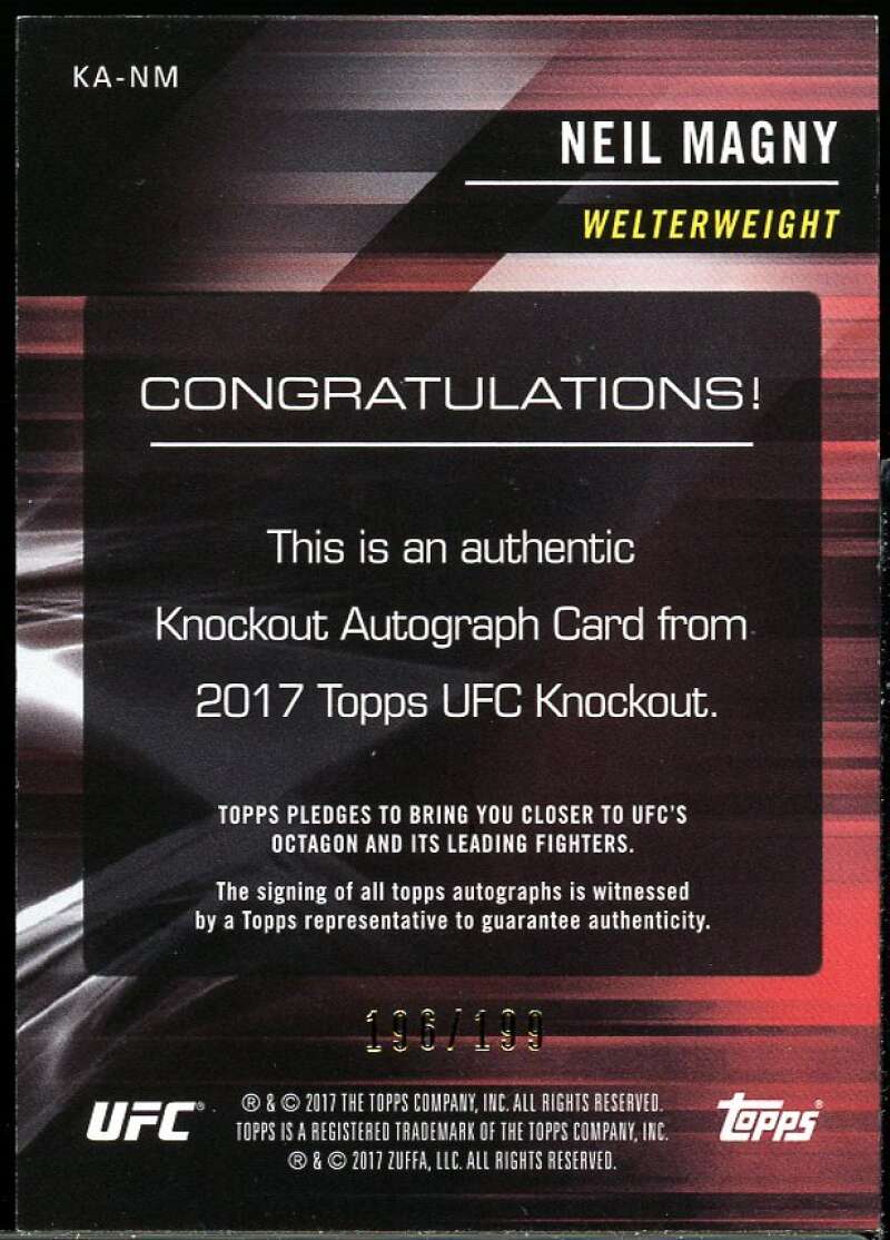 Neil Magny Card 2017 Topps UFC Knockout Autographs #KANM /199 Image 2