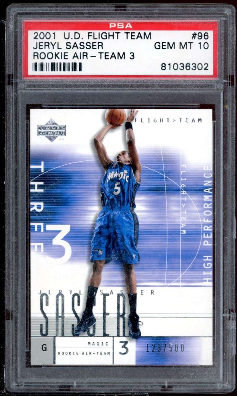 Jeryl Sasser Rookie 2001-02 U.D. Flight Team Rookie Air-Team 3 #96 PSA 10 Image 1