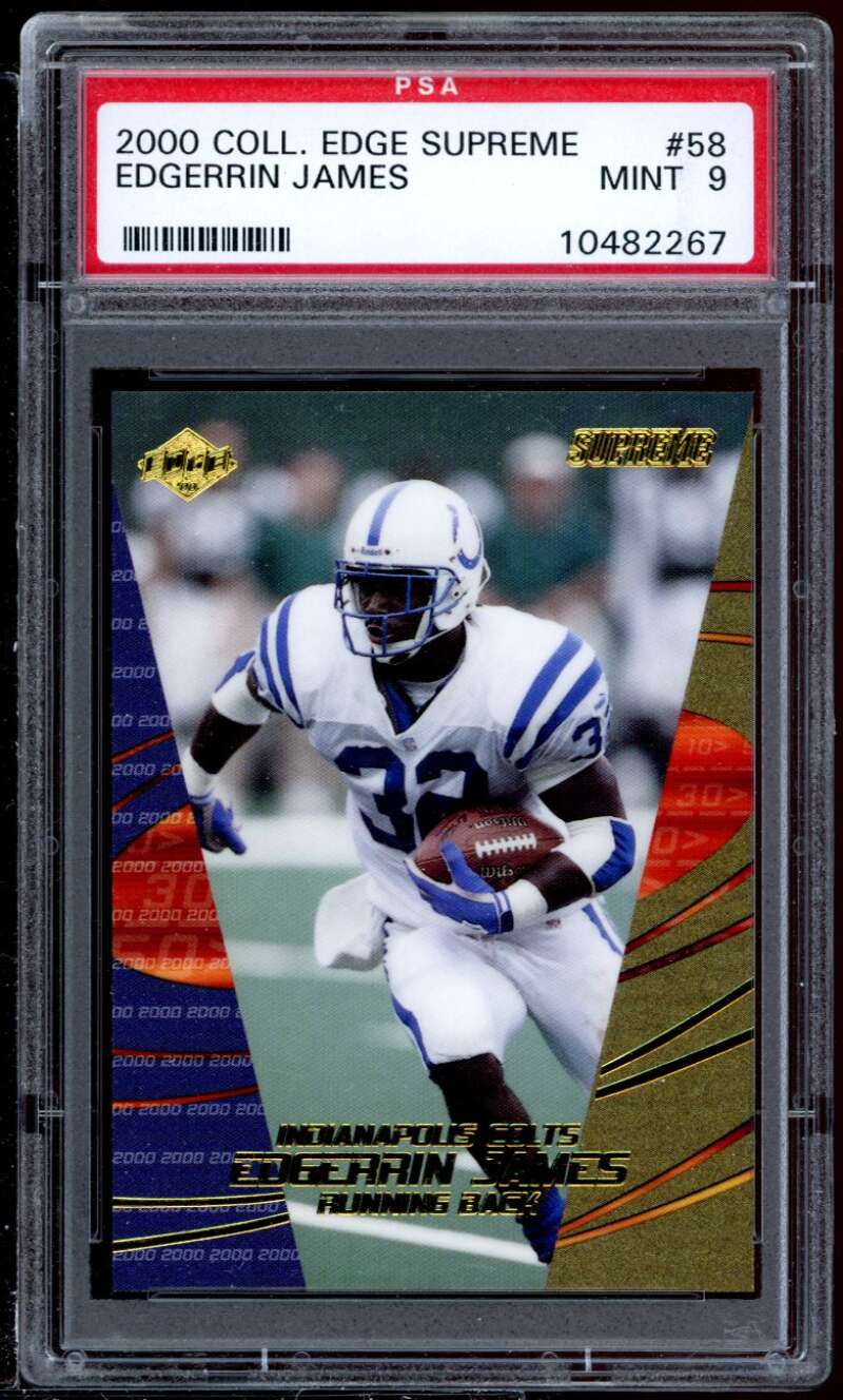 Edgerrin James Card 2000 Coll. Edge Supreme #58 PSA 9 Image 1