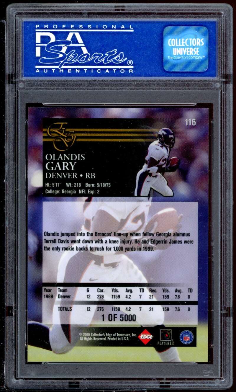 Olandis Gary Card 2000 Coll. Edge Graded Uncirculated #116 PSA 9 Image 2