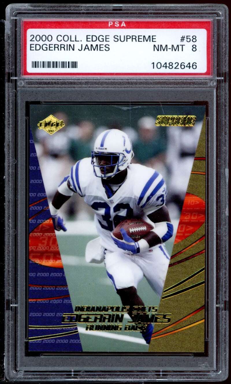 Edgerrin James Card 2000 Coll. Edge Supreme #58 PSA 8 Image 1