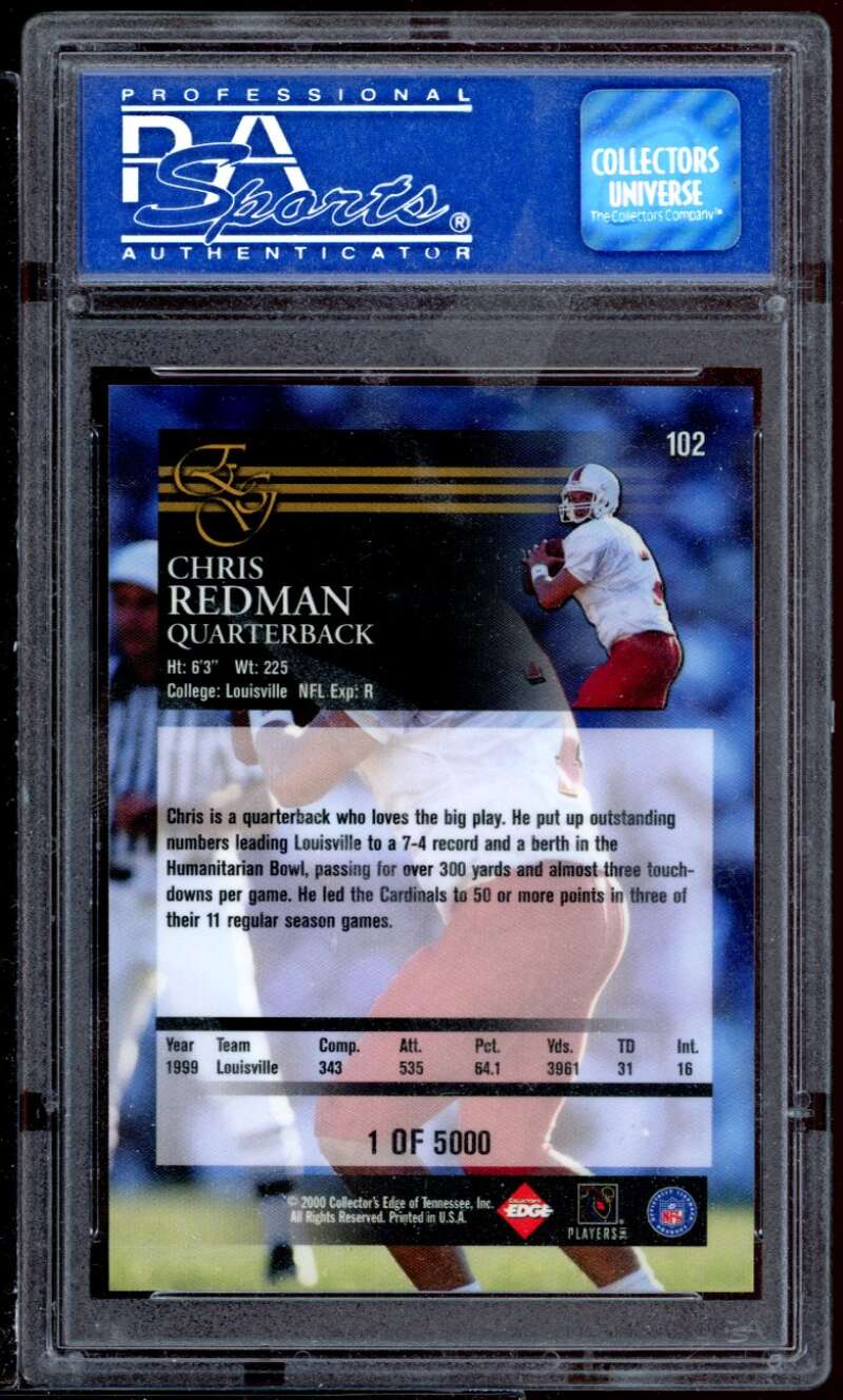 Chris Redman Rookie Card 2000 Coll. Edge Graded #102 PSA 9 Image 2