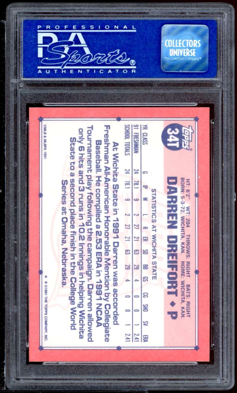 Darren Dreifort Rookie Card 1991 Topps Traded 54 #34T PSA 8 Image 2