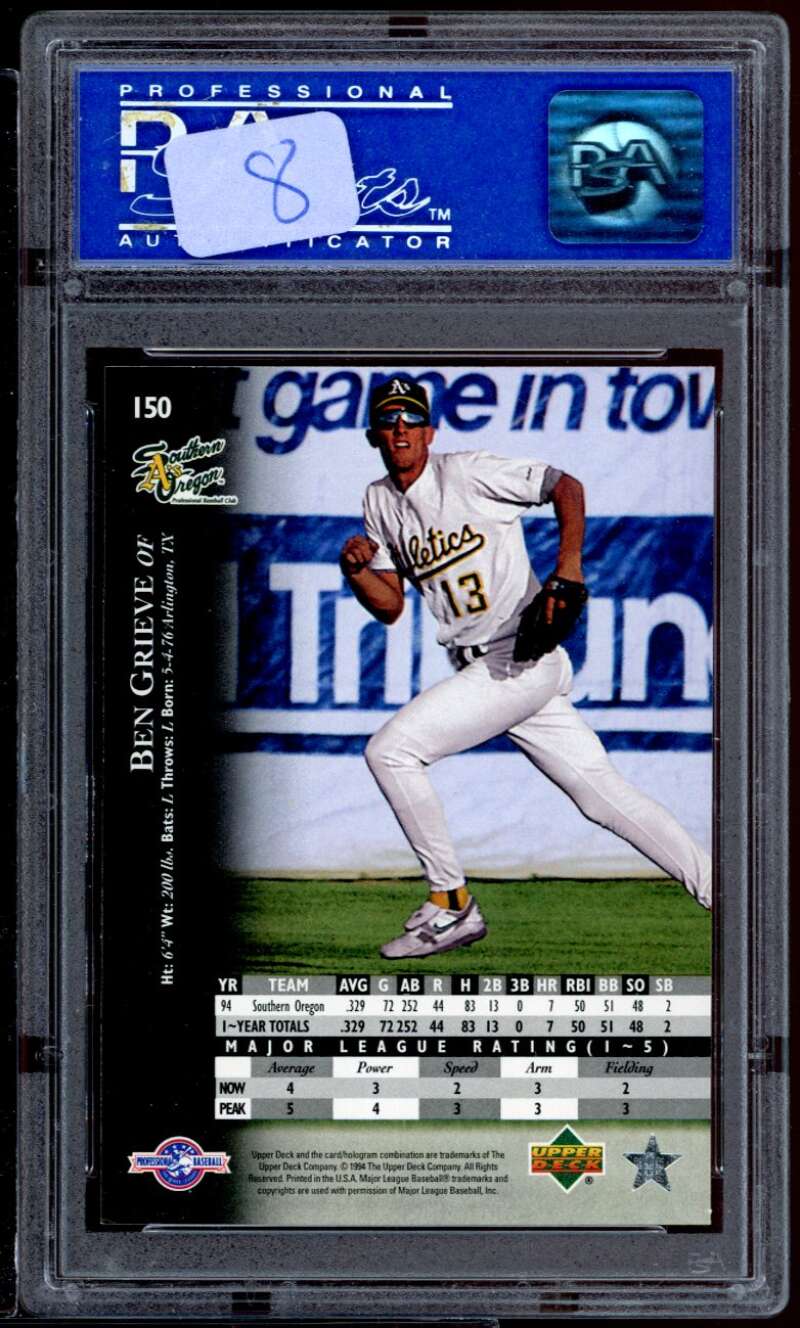 Ben Grieve Rookie Card 1995 U.D. Minor League #150 PSA 8 Image 2