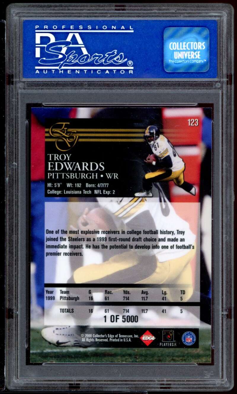 Troy Edwards Rookie Card 2000 Coll. Edge Graded uncirculated #123 PSA 9 Image 2