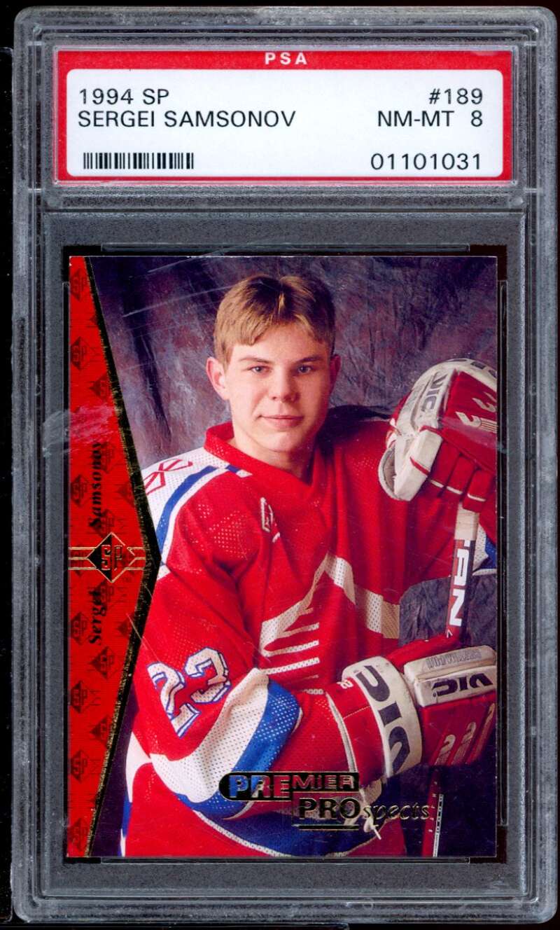 Sergei Samsonov Rookie Card 1994-95 Sp #189 PSA 8 Image 1