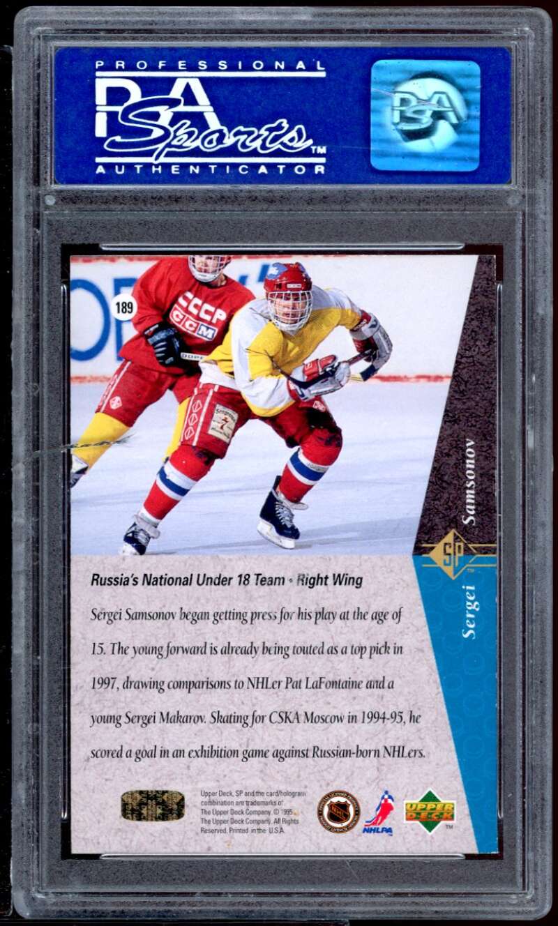 Sergei Samsonov Rookie Card 1994-95 Sp #189 PSA 8 Image 2