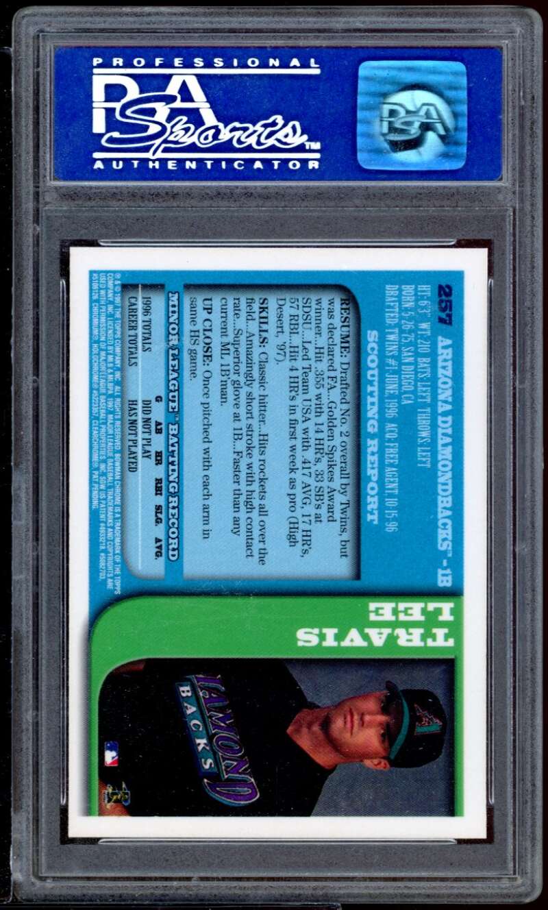 Travis Lee Rookie Card 1997 Bowman Chrome #257 PSA 9 Image 2